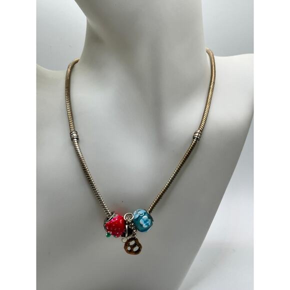 4 Charms Slide Snake Chain 15 7/8 Inch Necklace! - Picture 4 of 12